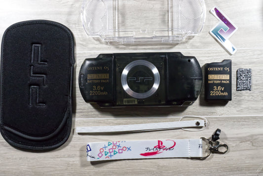 PSP 1000 Clear Black Custom Console Bundle - Refurbished Like New!