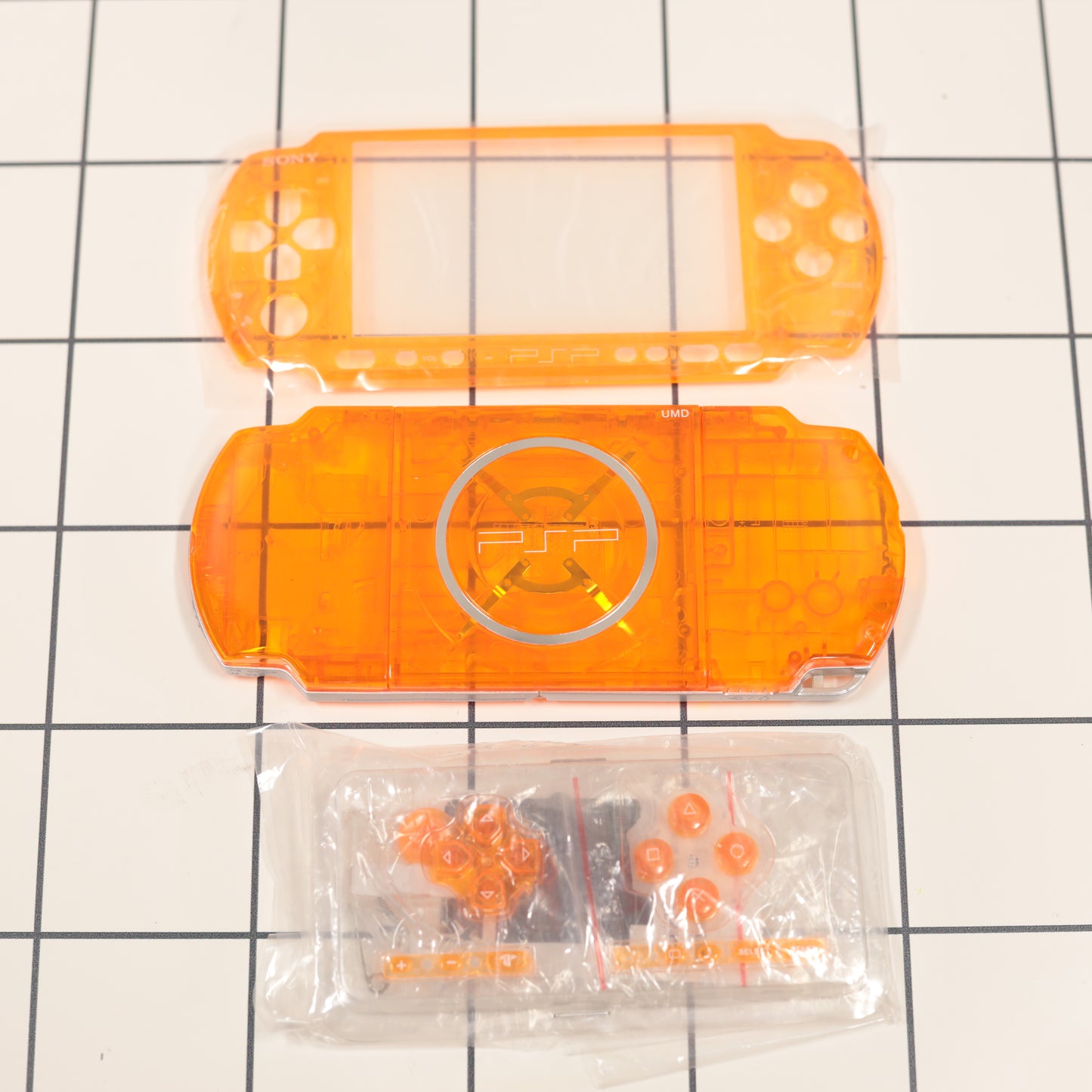 New PSP 3000 Orange Clear Full Housing Shell Replacement Complete USA Ship🔥