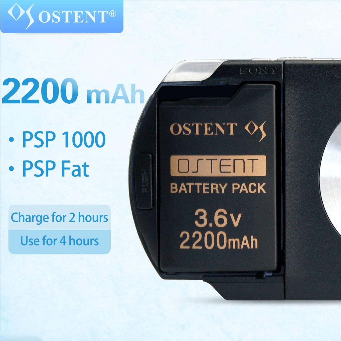 PSP 1000 High Capacity 2200mAh OSTENT Battery – Longer Playtime (Replacement Battery)