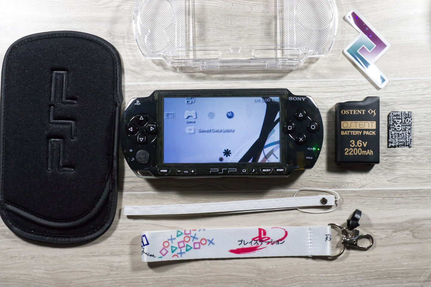 PSP 1000 Clear Black Custom Console Bundle - Refurbished Like New!